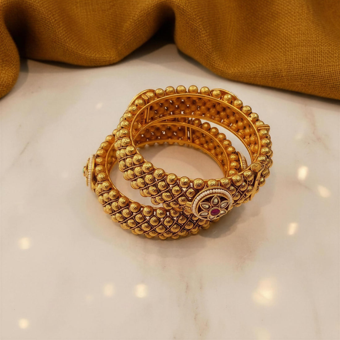 Riwaaz Gold Statement Kada (Set of 2)