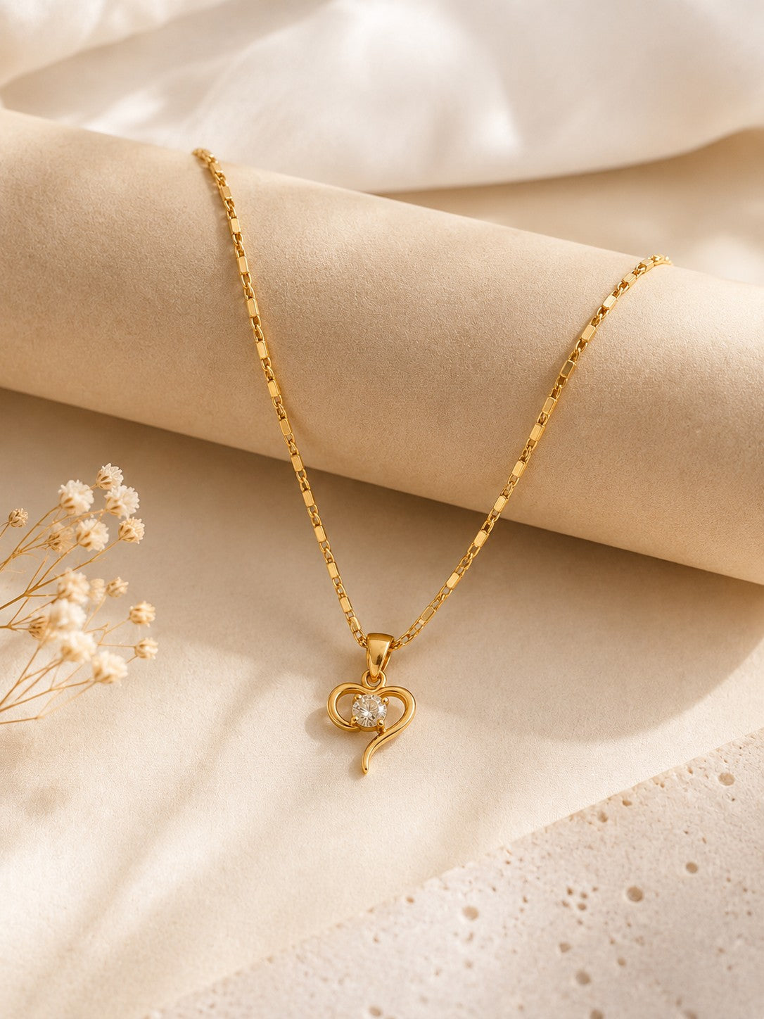 Half Heart Drop Chain Pendant Set
