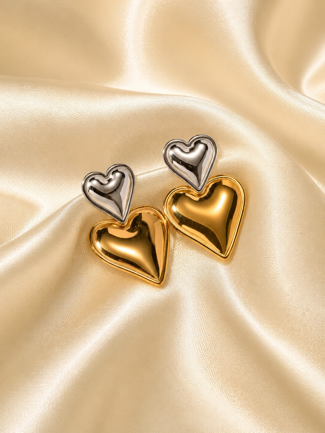 Double Heart Stud Earrings
