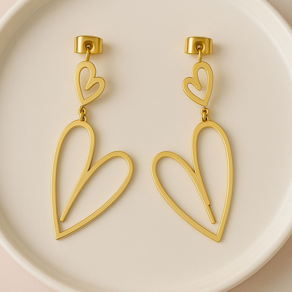Dual Heart Stud Earrings