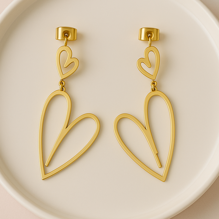Dual Heart Stud Earrings