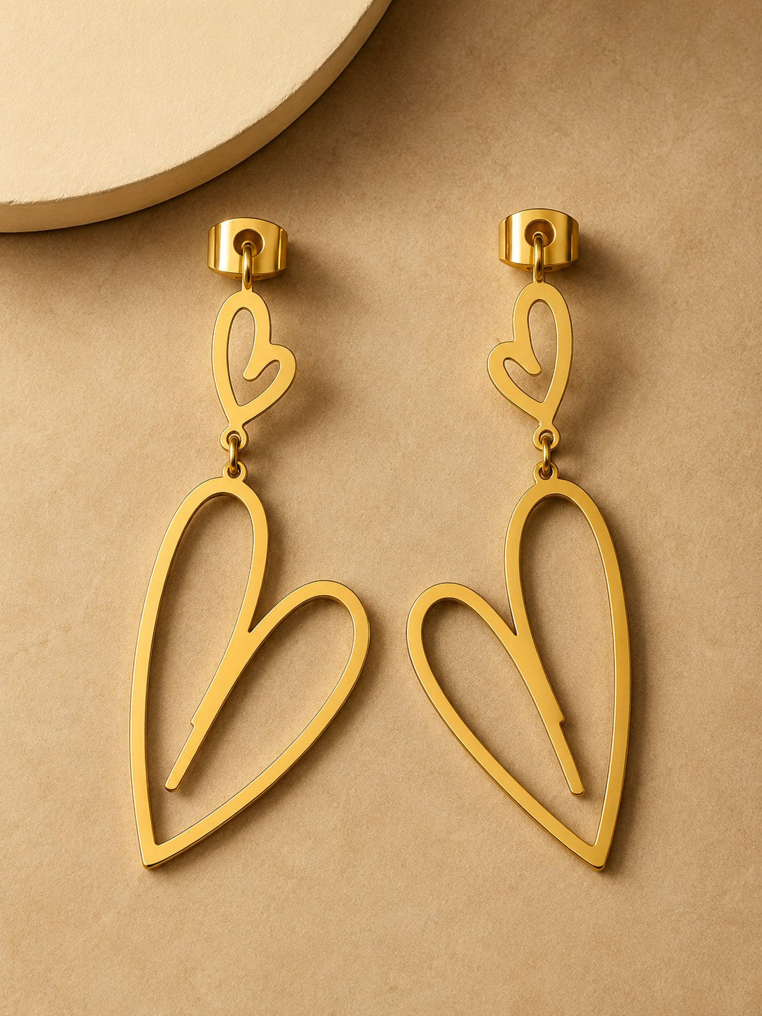 Dual Heart Stud Earrings