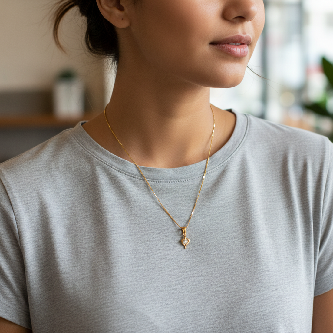 Sharp Heart Chain Pendant Set