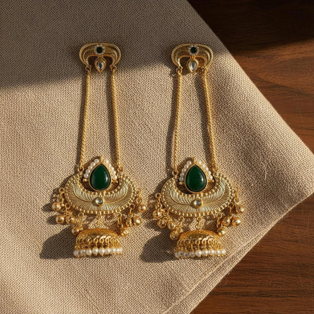 Leaf Kashmiri Jhumki Earrings