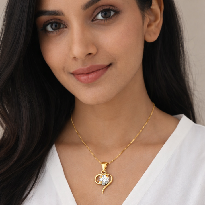 Half Heart Drop Chain Pendant Set