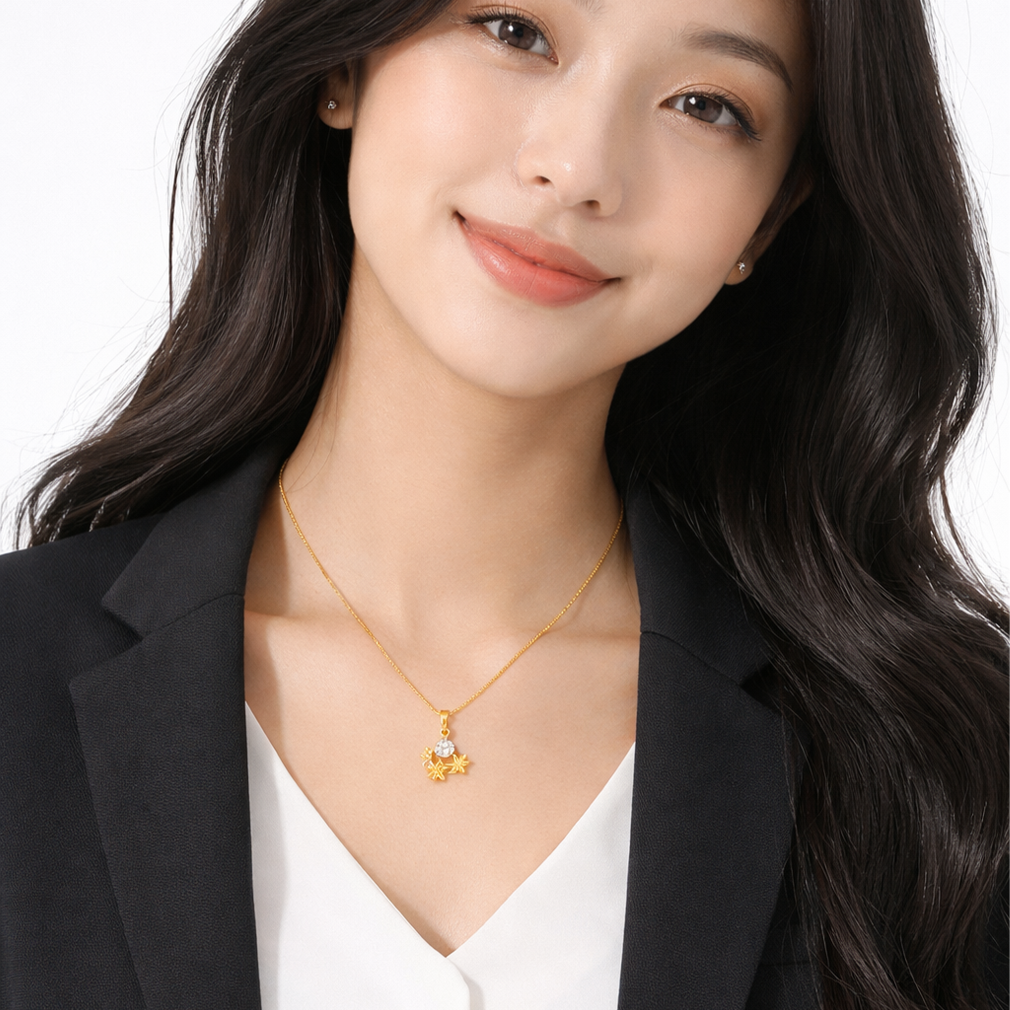 Flower Drop Chain Pendant Set