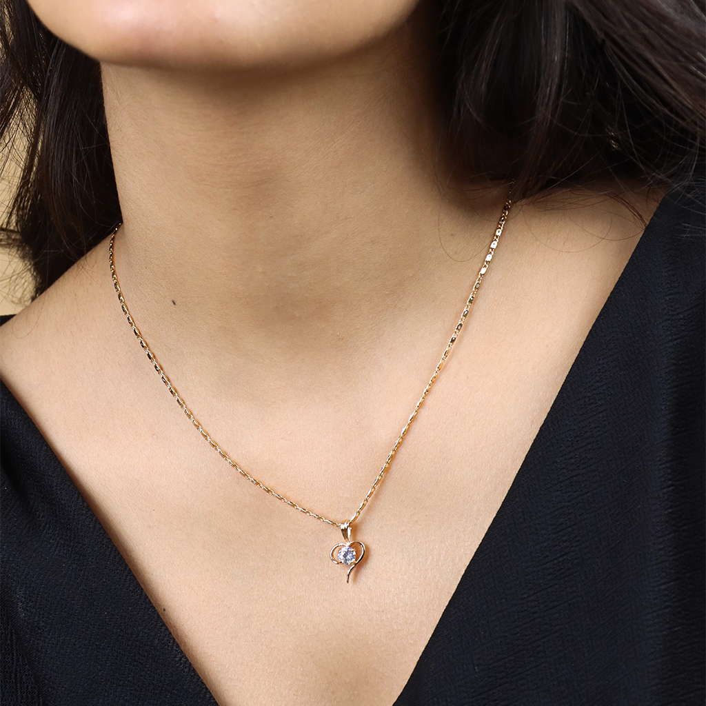 Half Heart Drop Chain Pendant Set