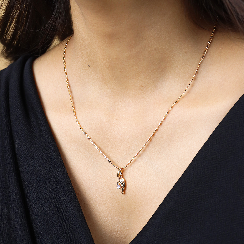 Leaf Heart Chain Pendant Set