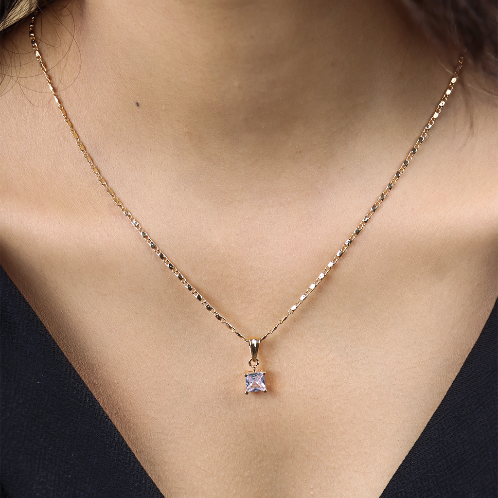 Princess Cut Chain Pendant Set