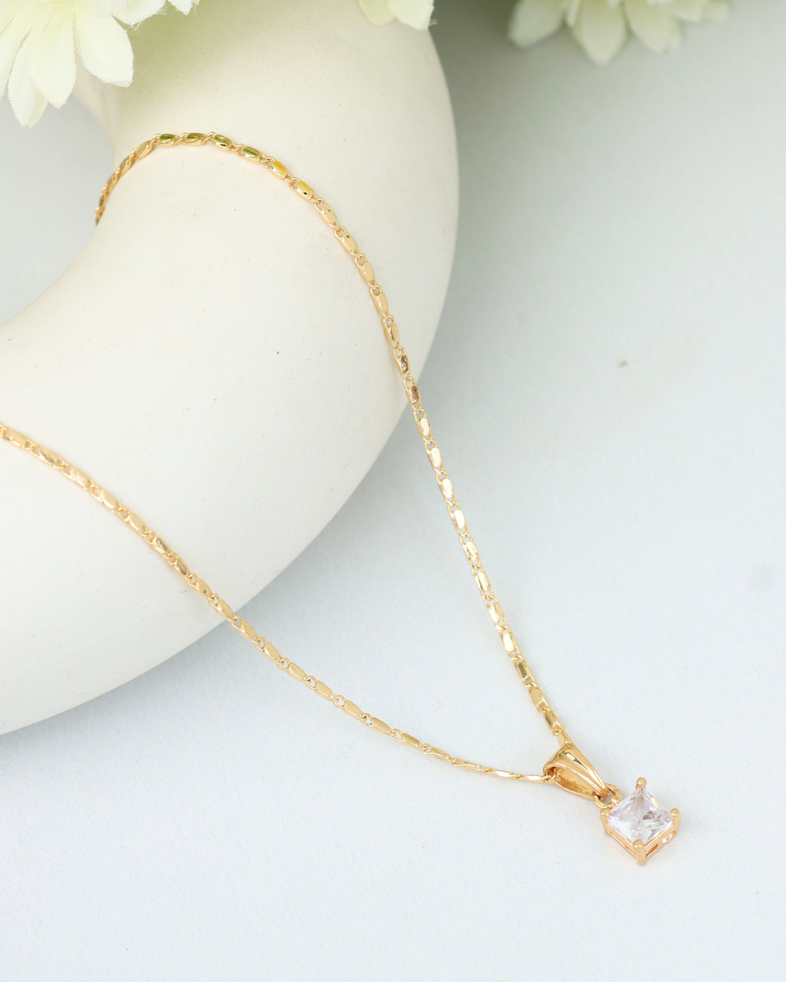 Princess Cut Chain Pendant Set