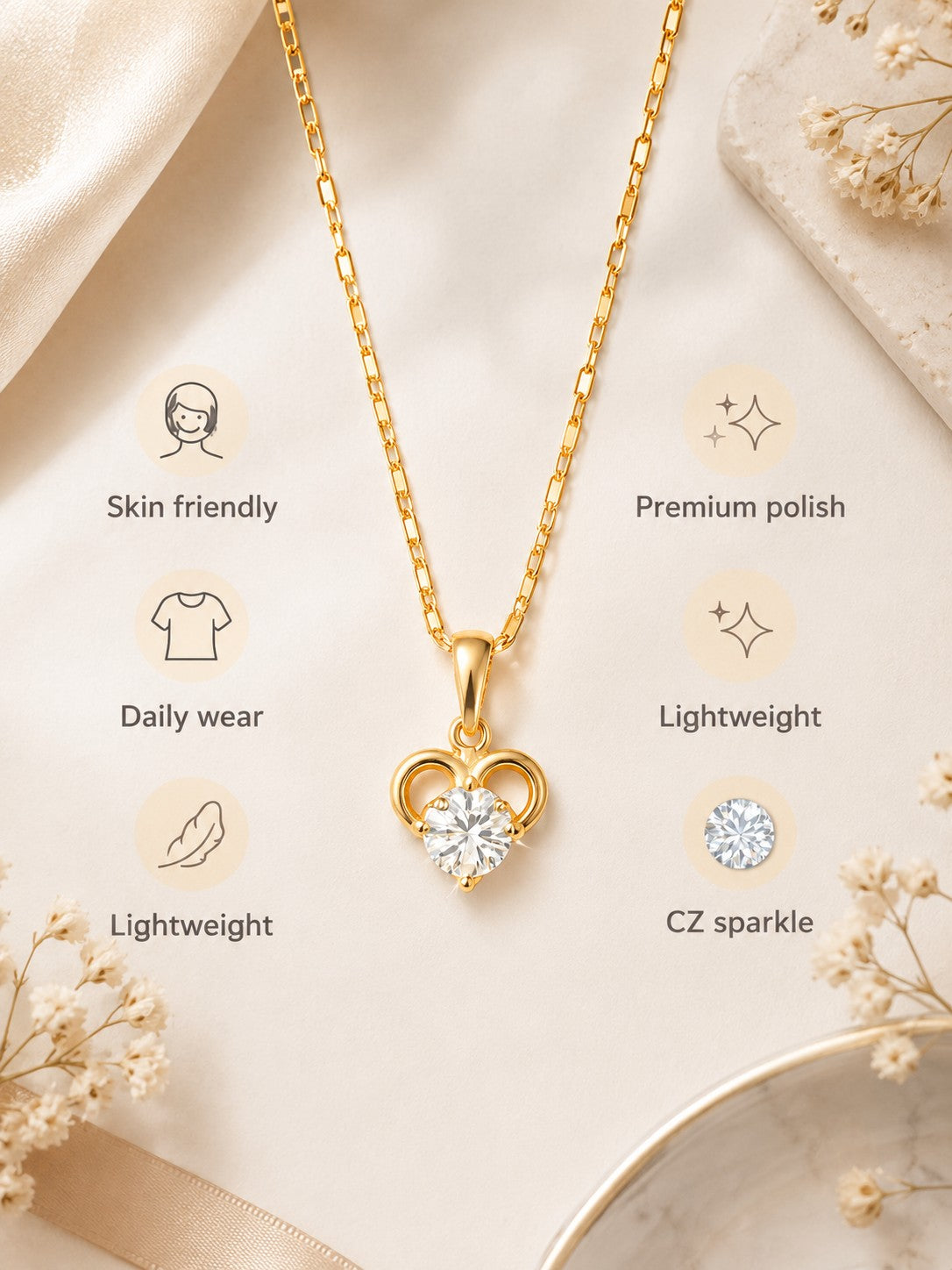 Heart Drop Chain Pendant Set