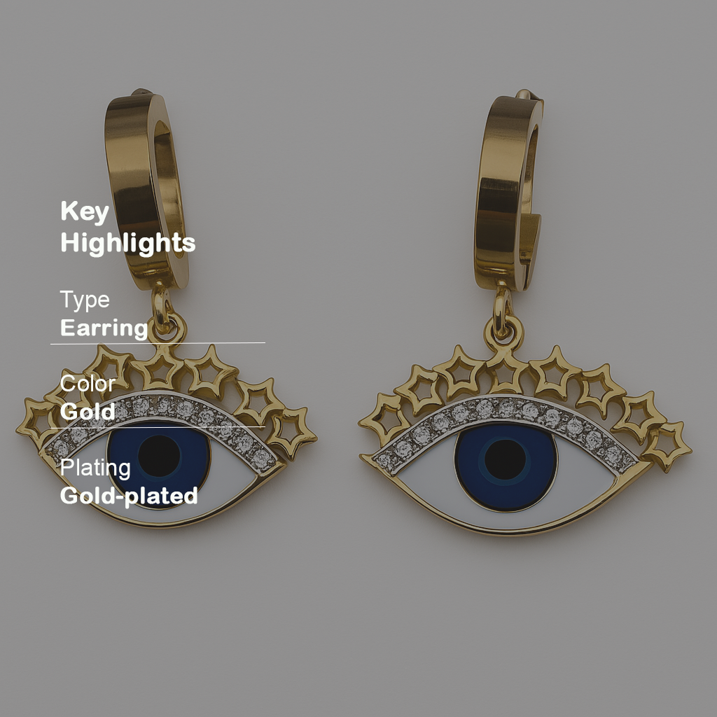 18k Gold Evil Eye Hoop Earrings