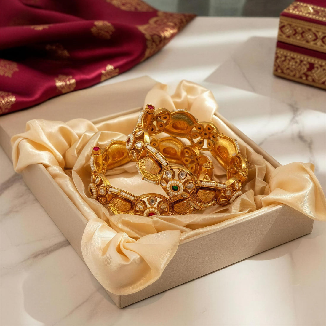 Meher Kundan Kada  (Set of 2)