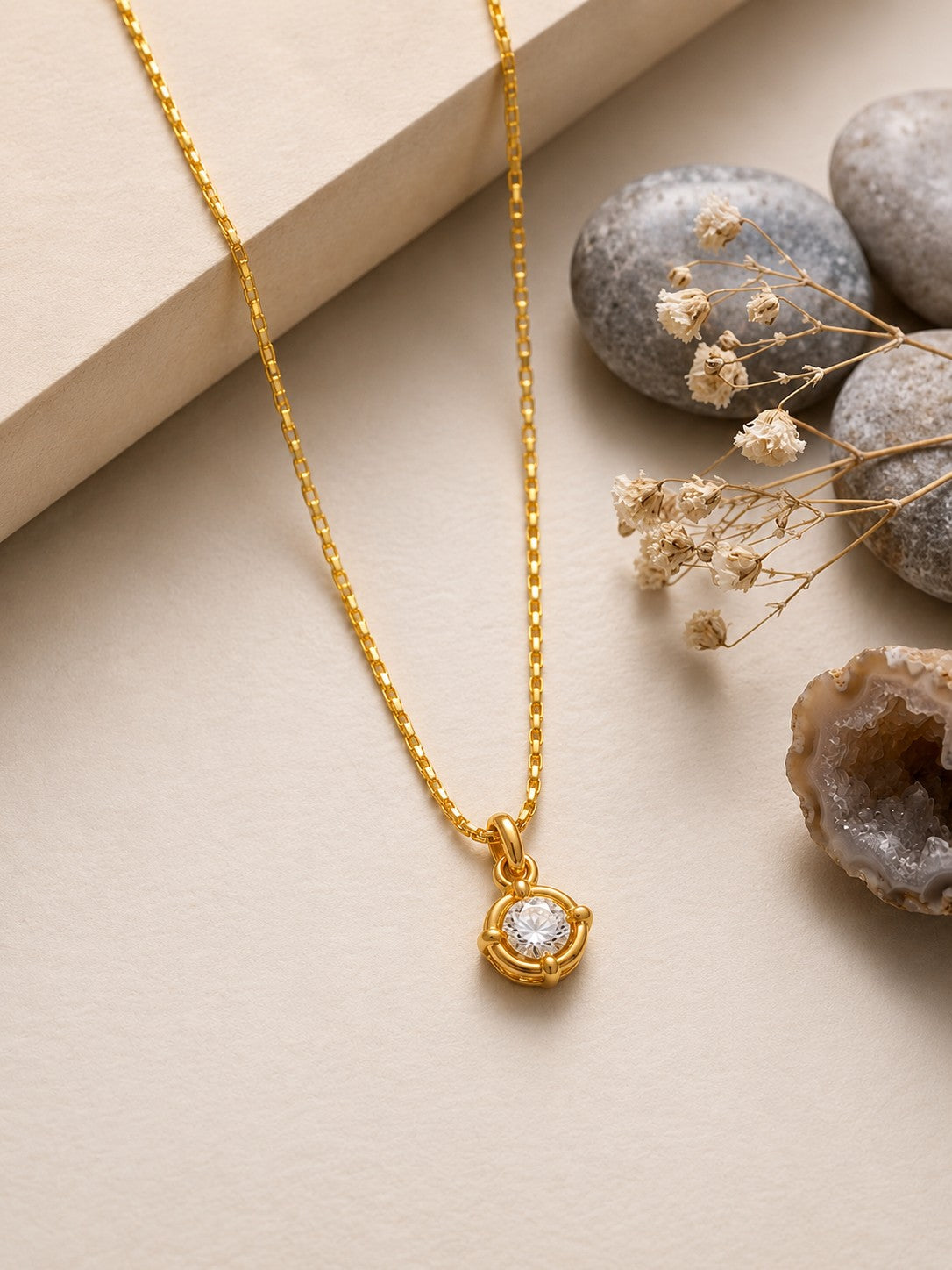 Circle Drop Chain Pendant Set