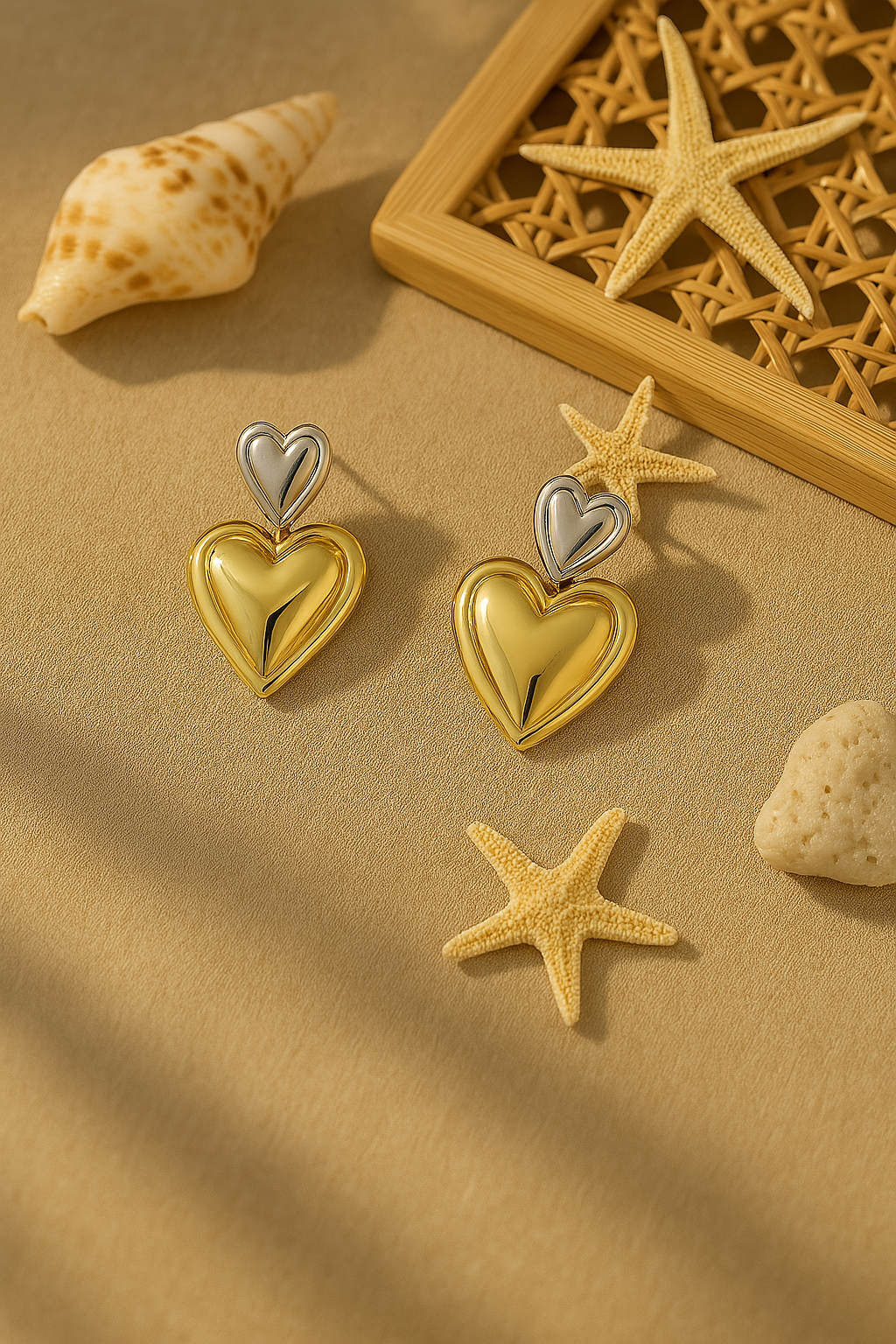Double Heart Stud Earrings