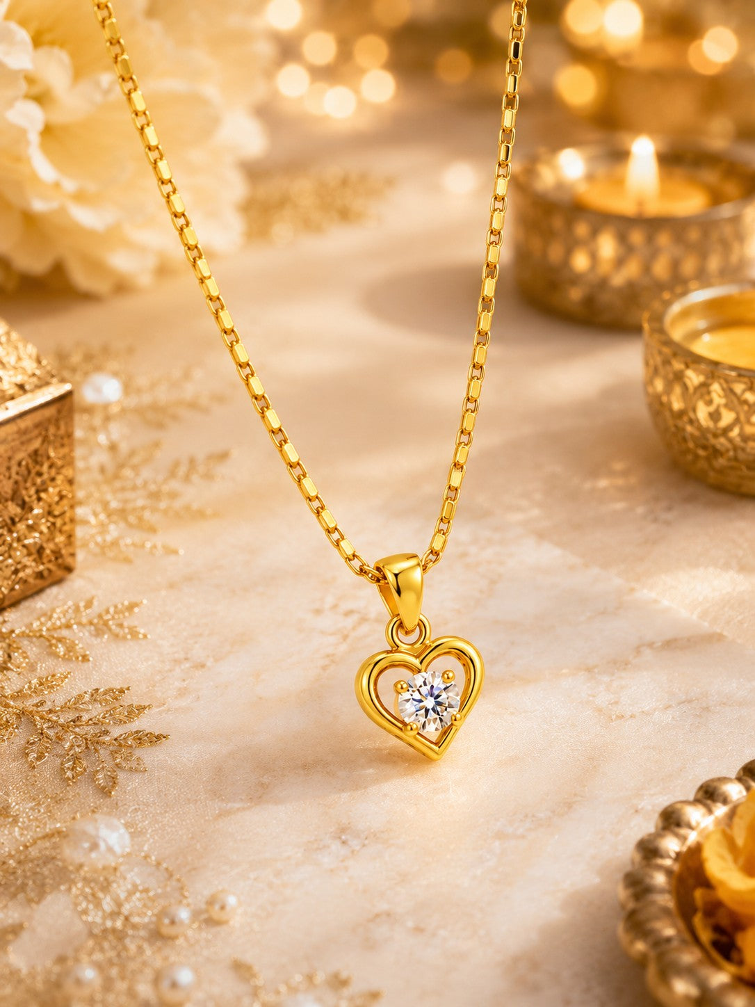 Heart Shape Chain Pendant Set