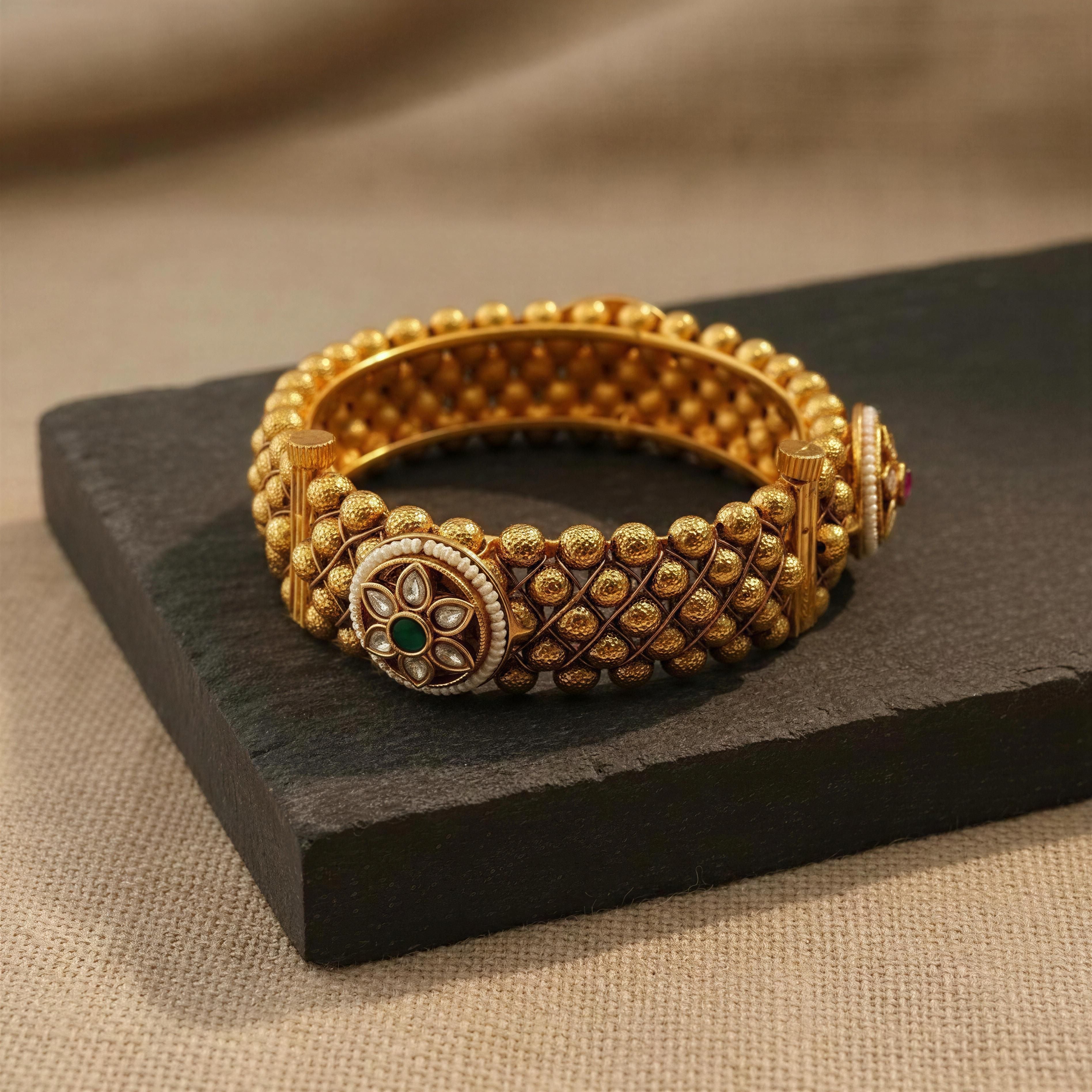 Riwaaz Gold Statement Kada (Set of 2)