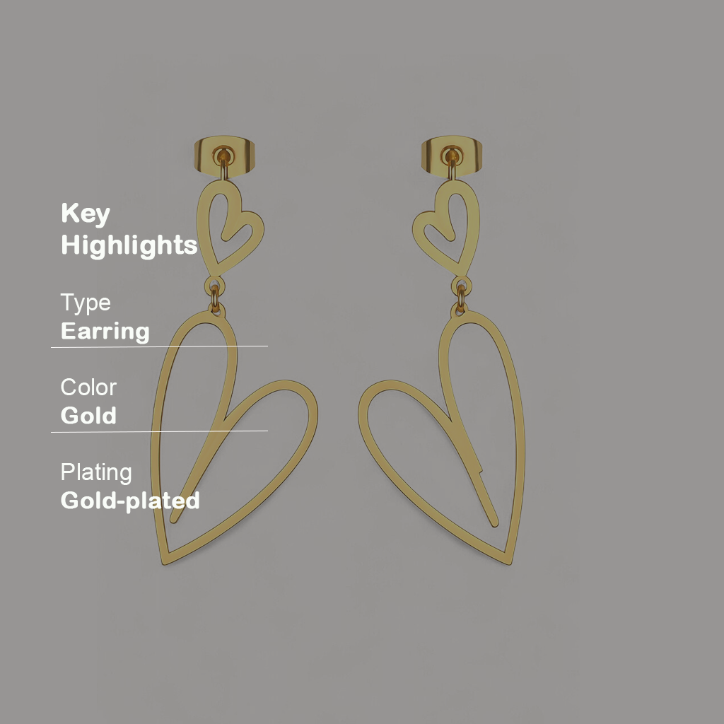 Dual Heart Stud Earrings