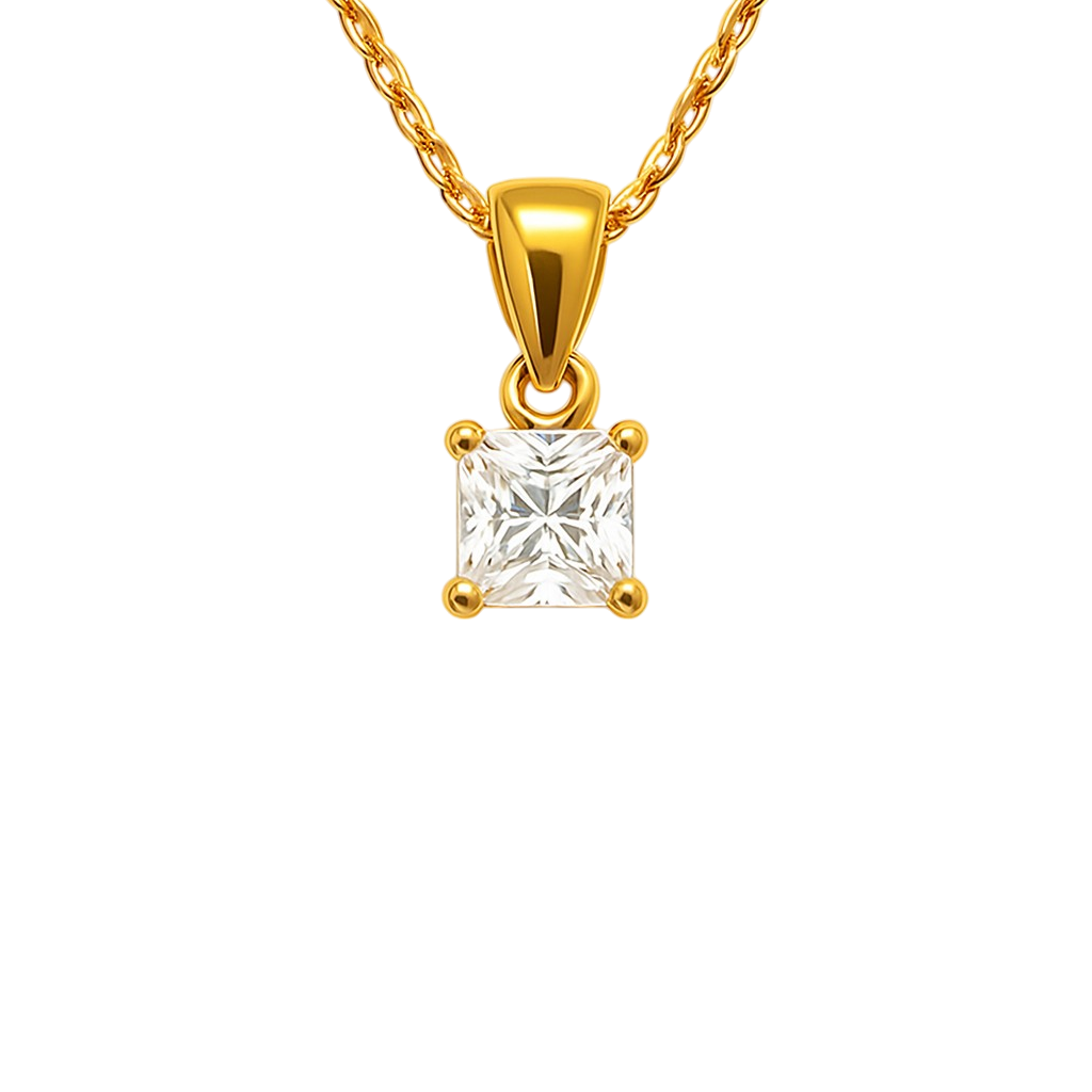 Princess Cut Chain Pendant Set