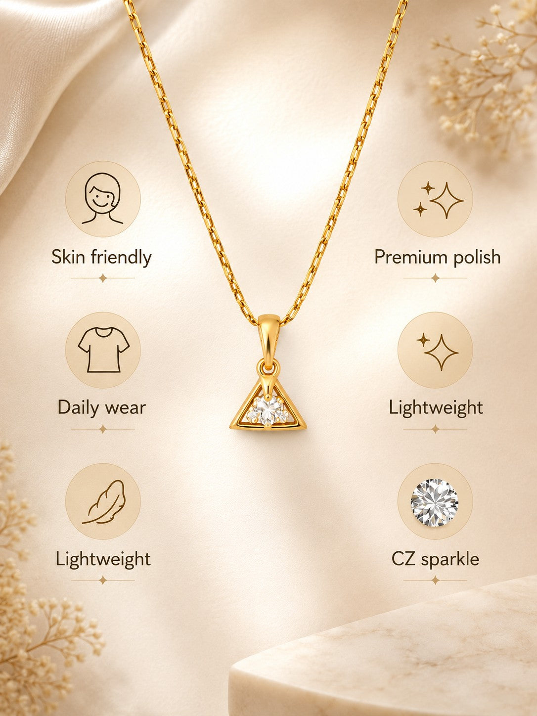 Pyramid Shape Chain Pendant Set