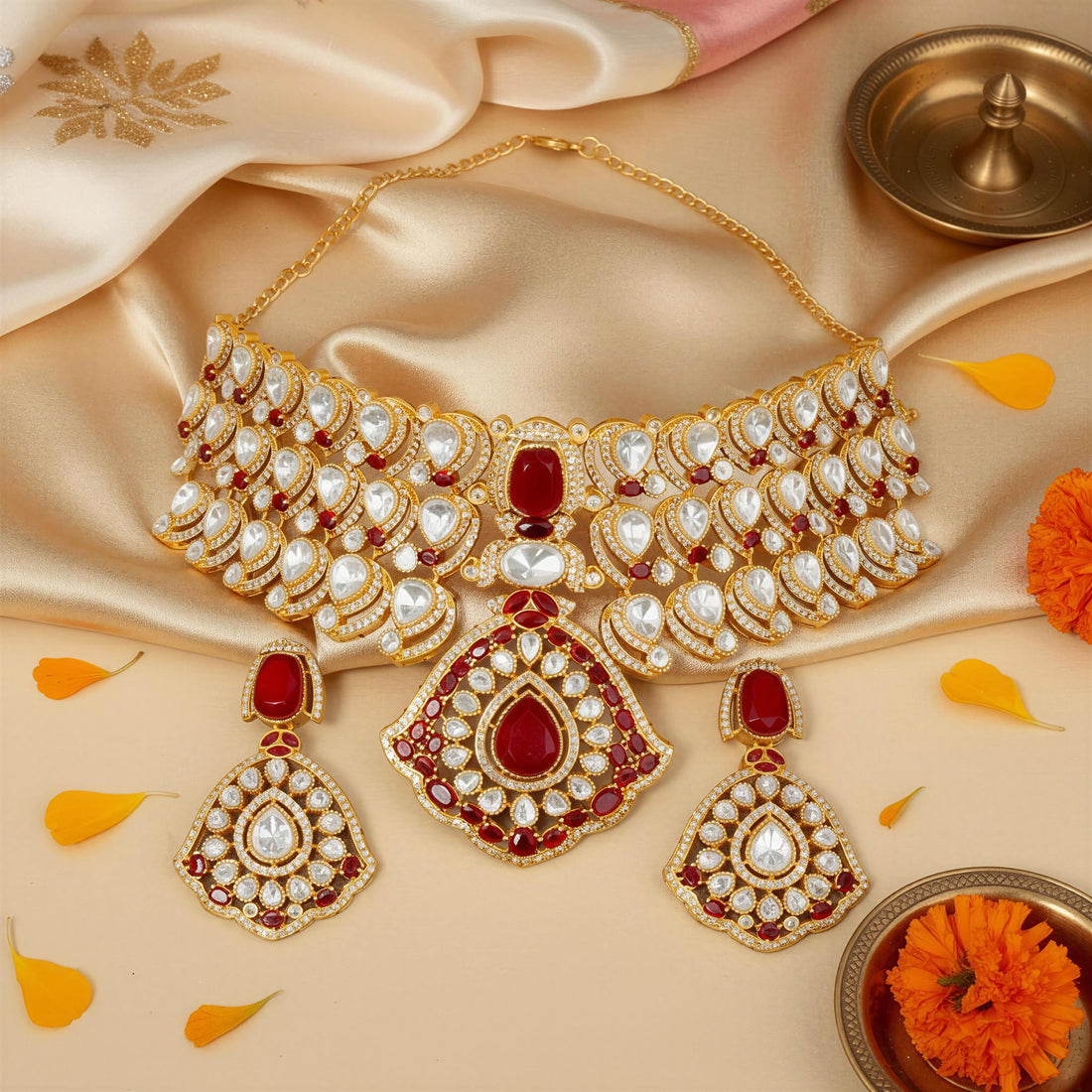 Royal Ruby Kundan Necklace Set