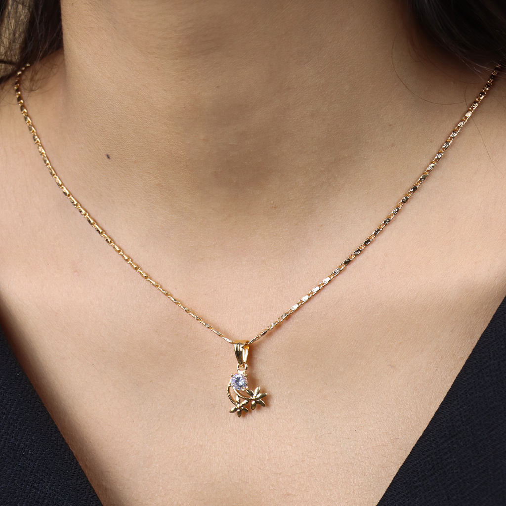 Flower Drop Chain Pendant Set