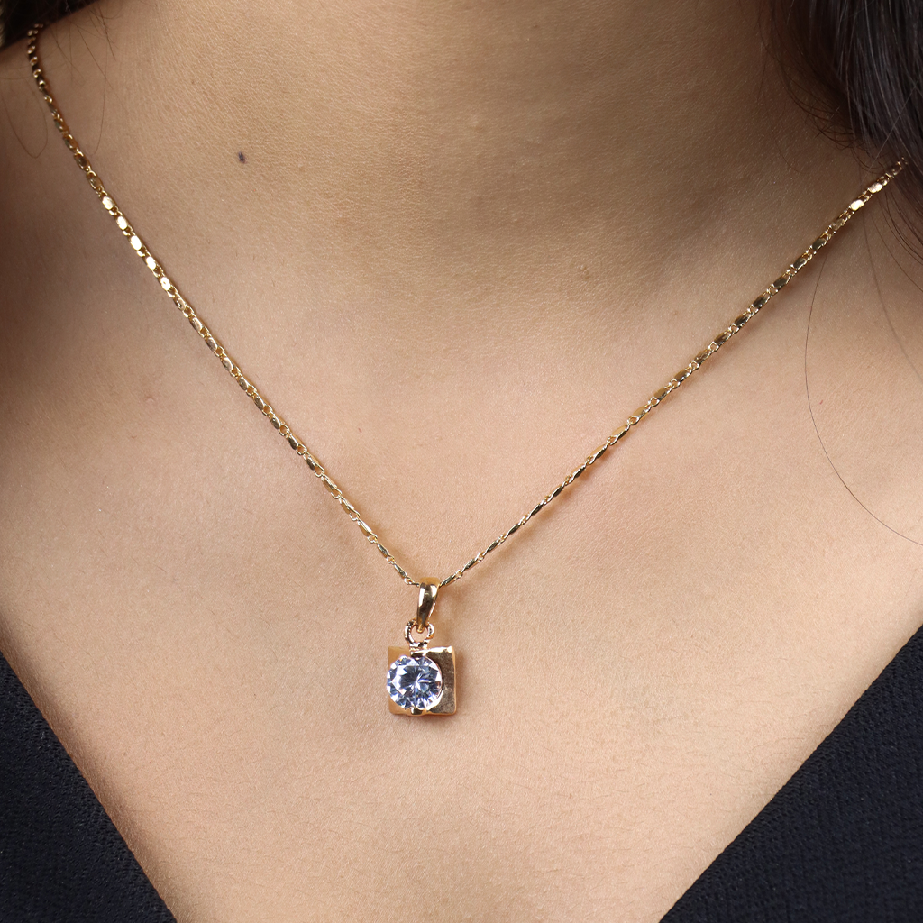 Square Pyramid Drop Chain Pendant Set