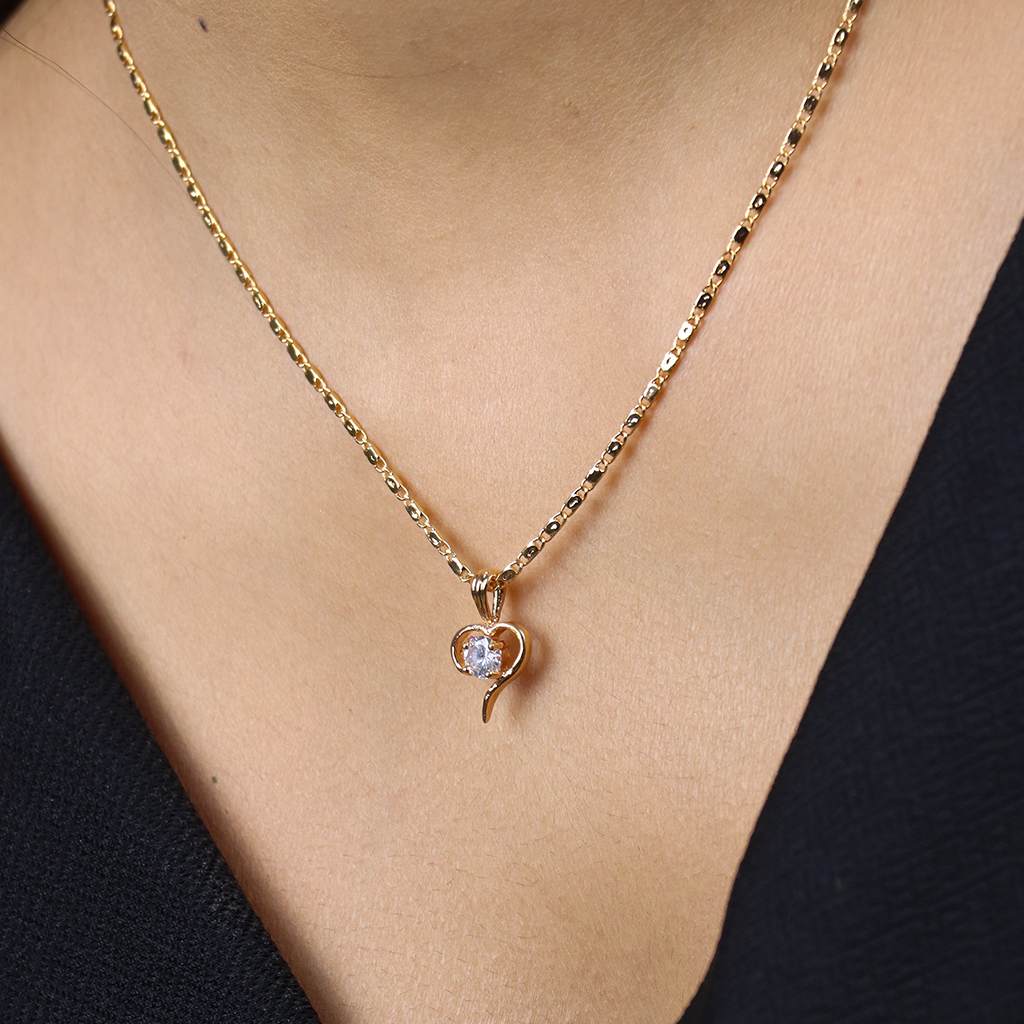 Half Heart Drop Chain Pendant Set