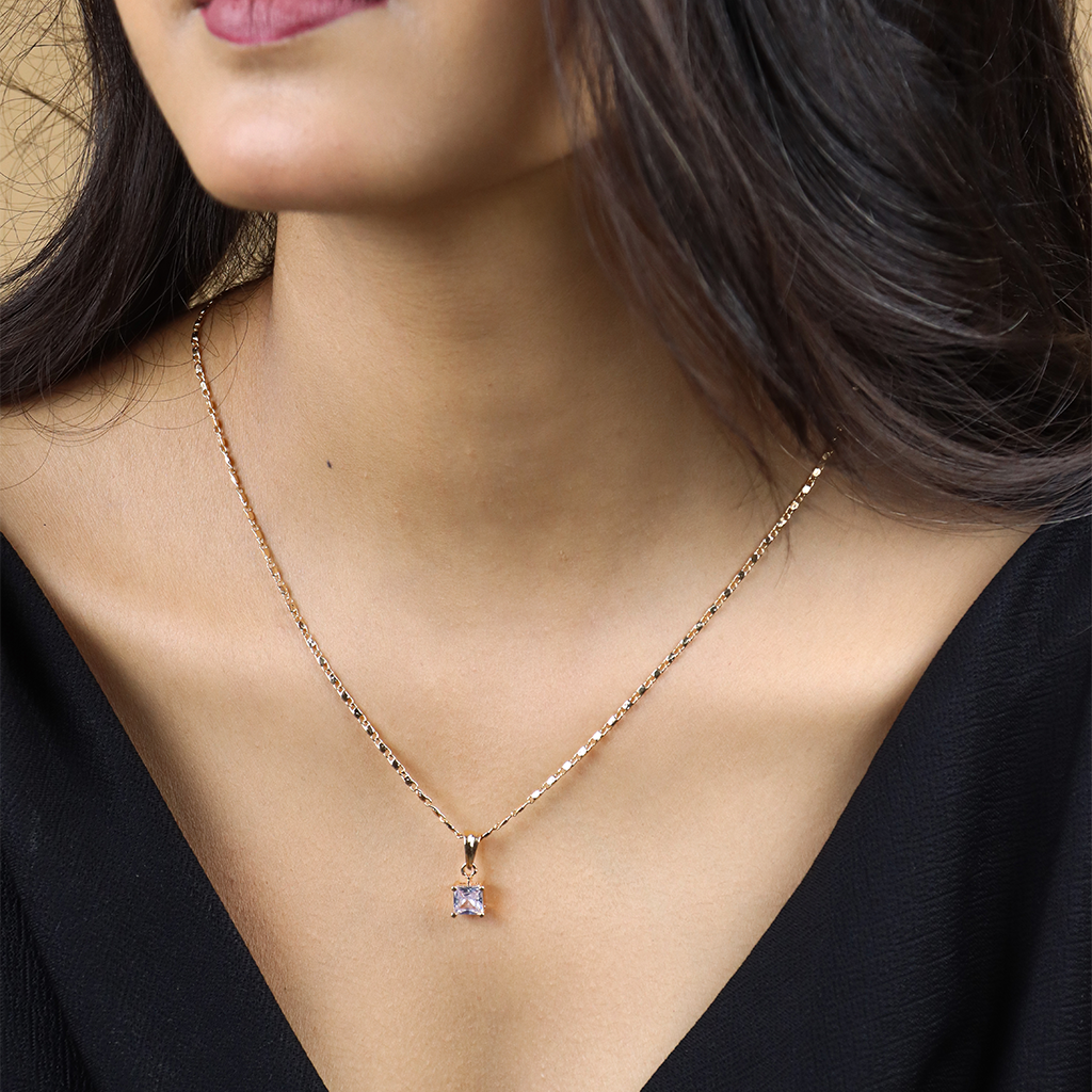 Princess Cut Chain Pendant Set