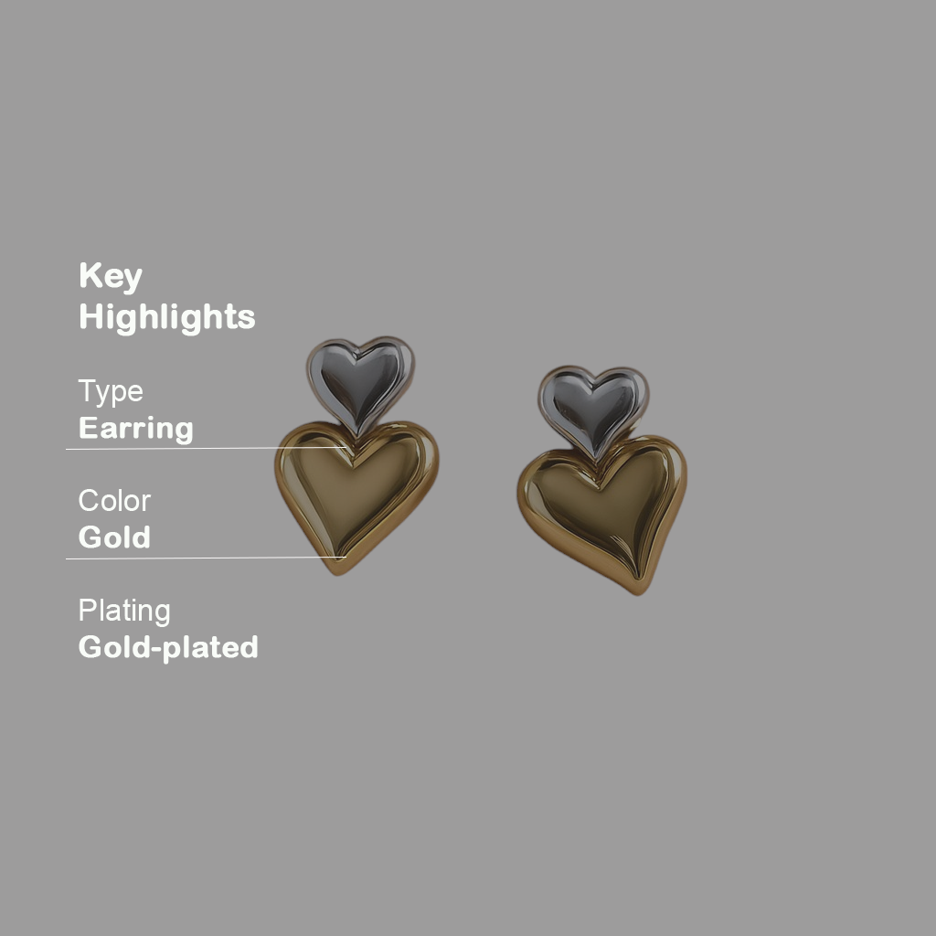 Double Heart Stud Earrings