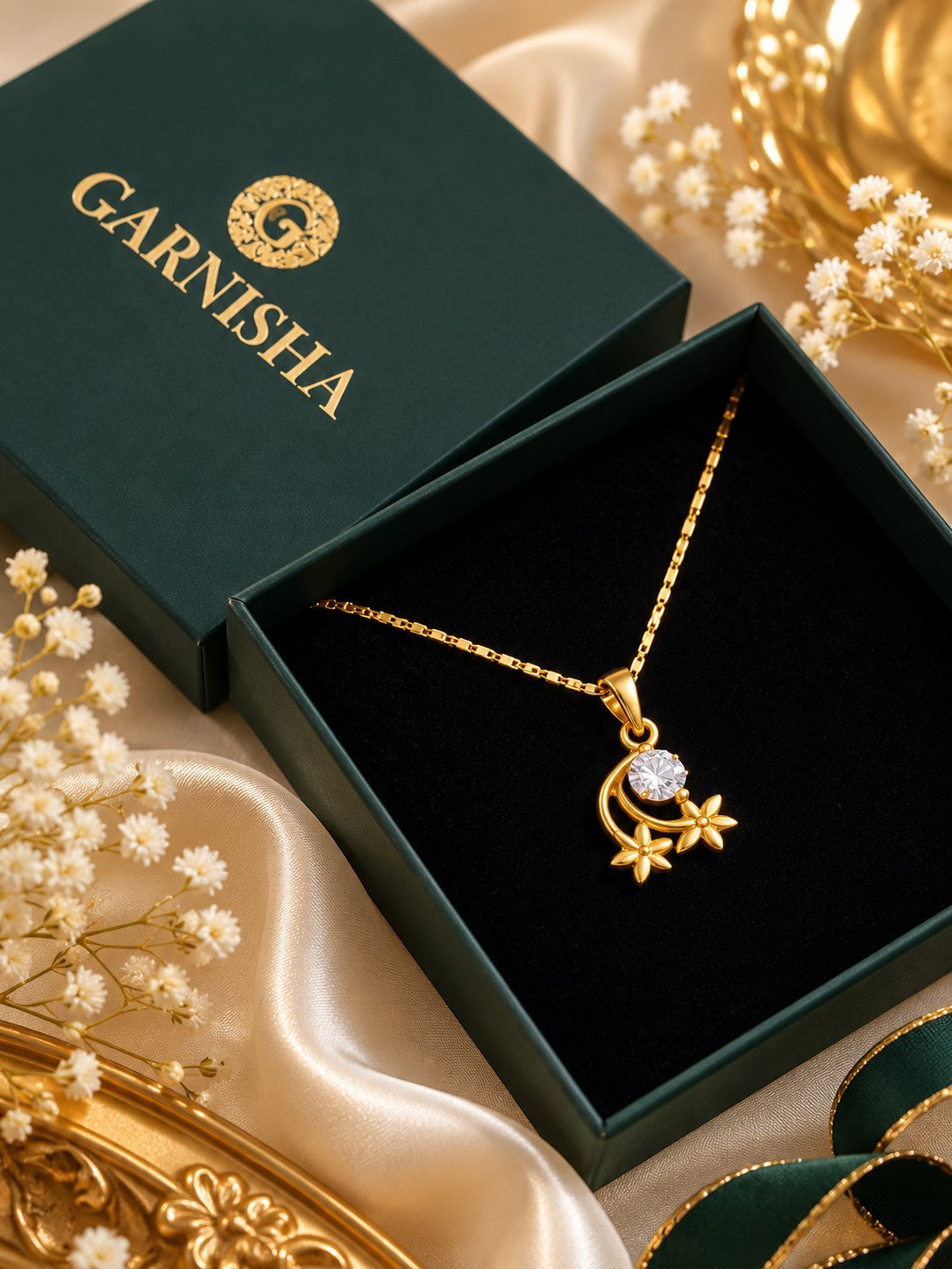 Flower Drop Chain Pendant Set