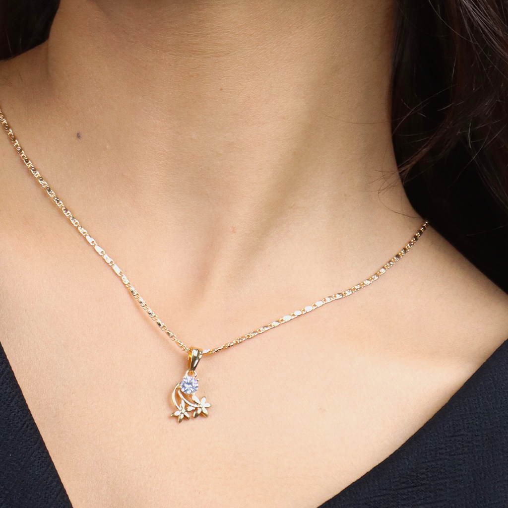 Flower Drop Chain Pendant Set