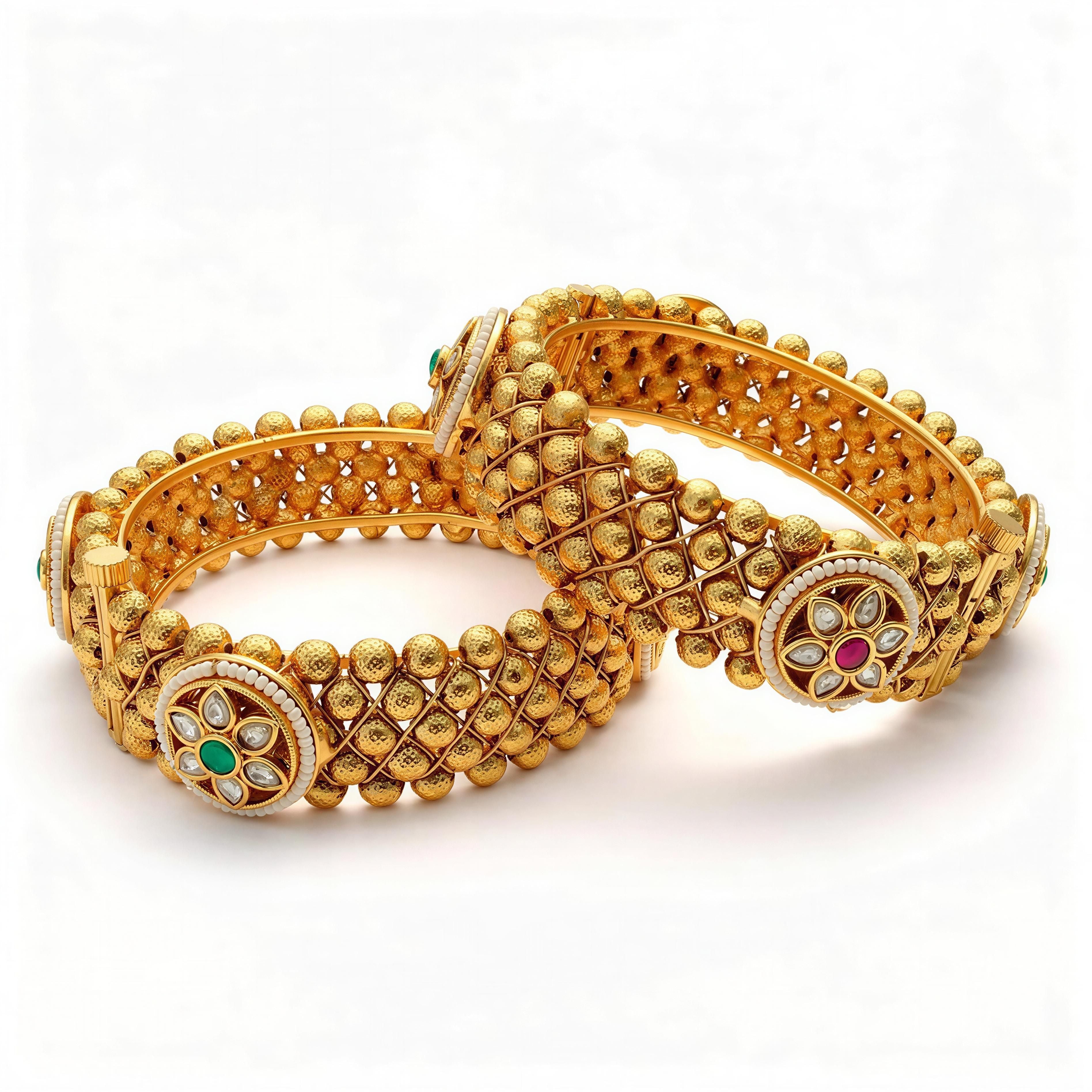 Riwaaz Gold Statement Kada (Set of 2)