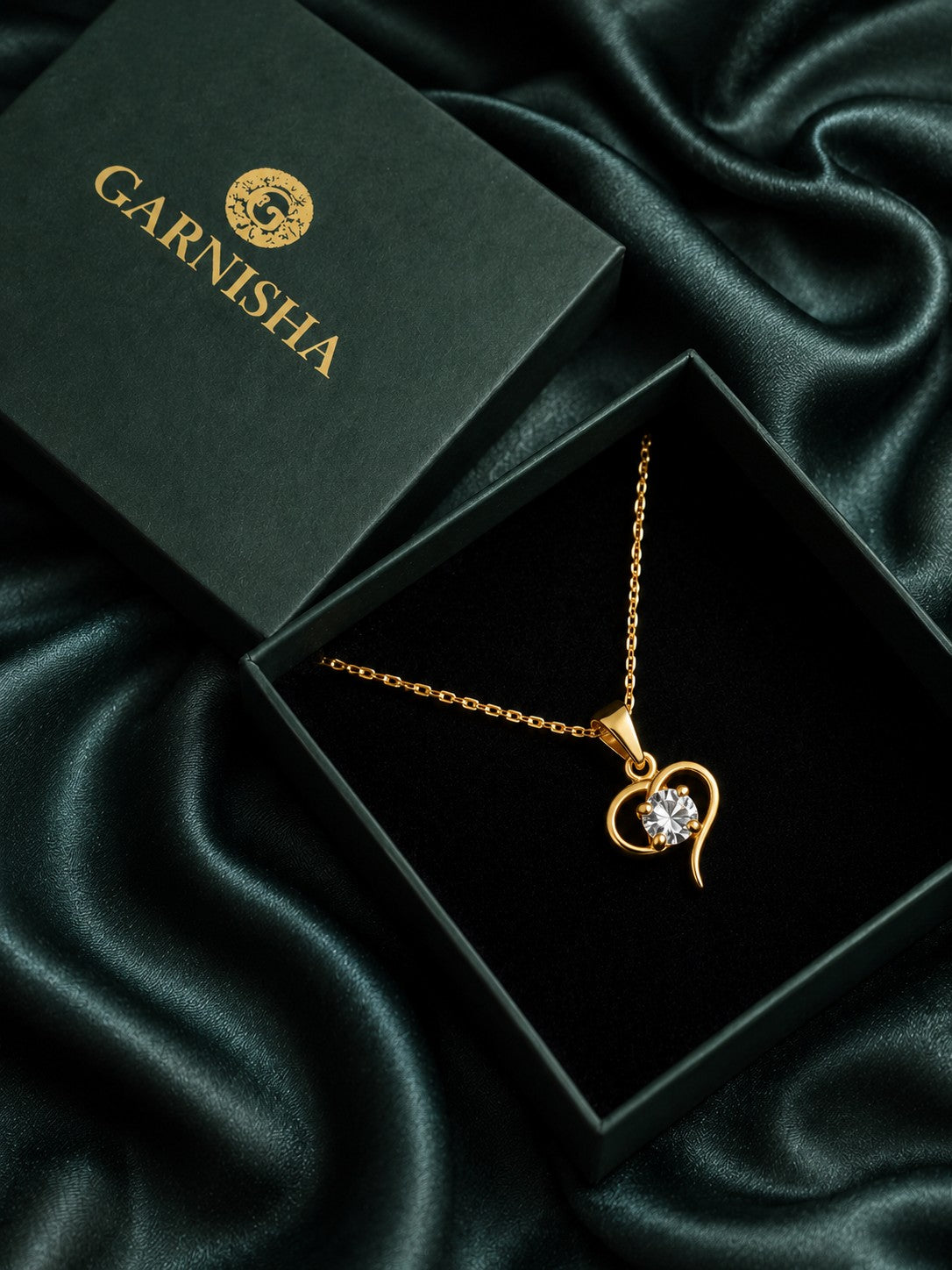 Half Heart Drop Chain Pendant Set