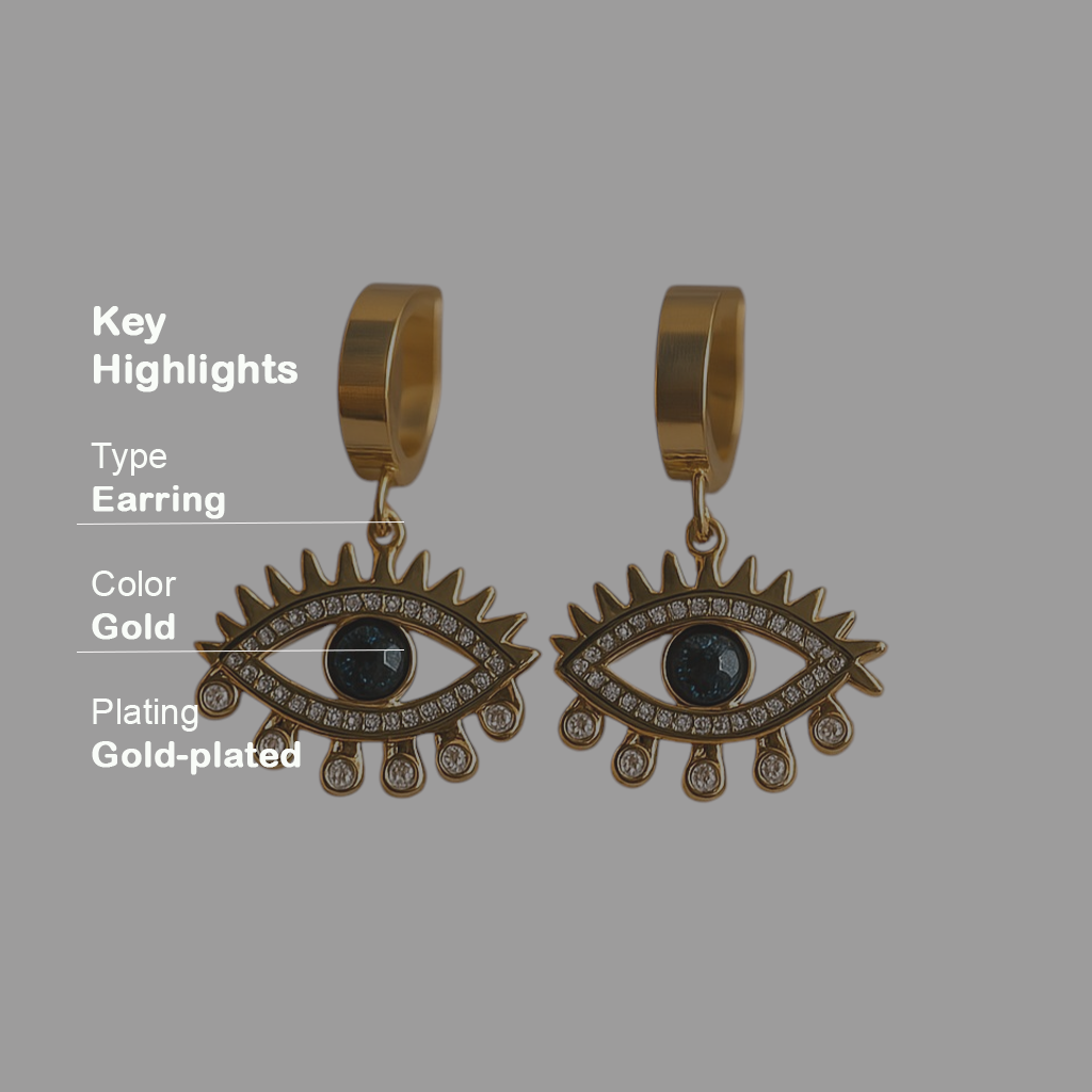 18k Gold Evil Eye Hoop Earrings