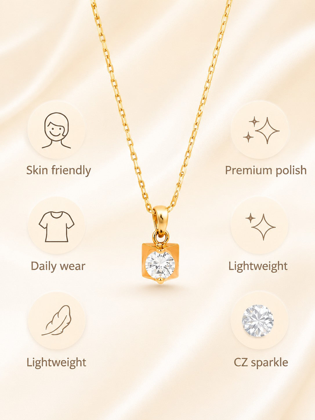 Square Pyramid Drop Chain Pendant Set