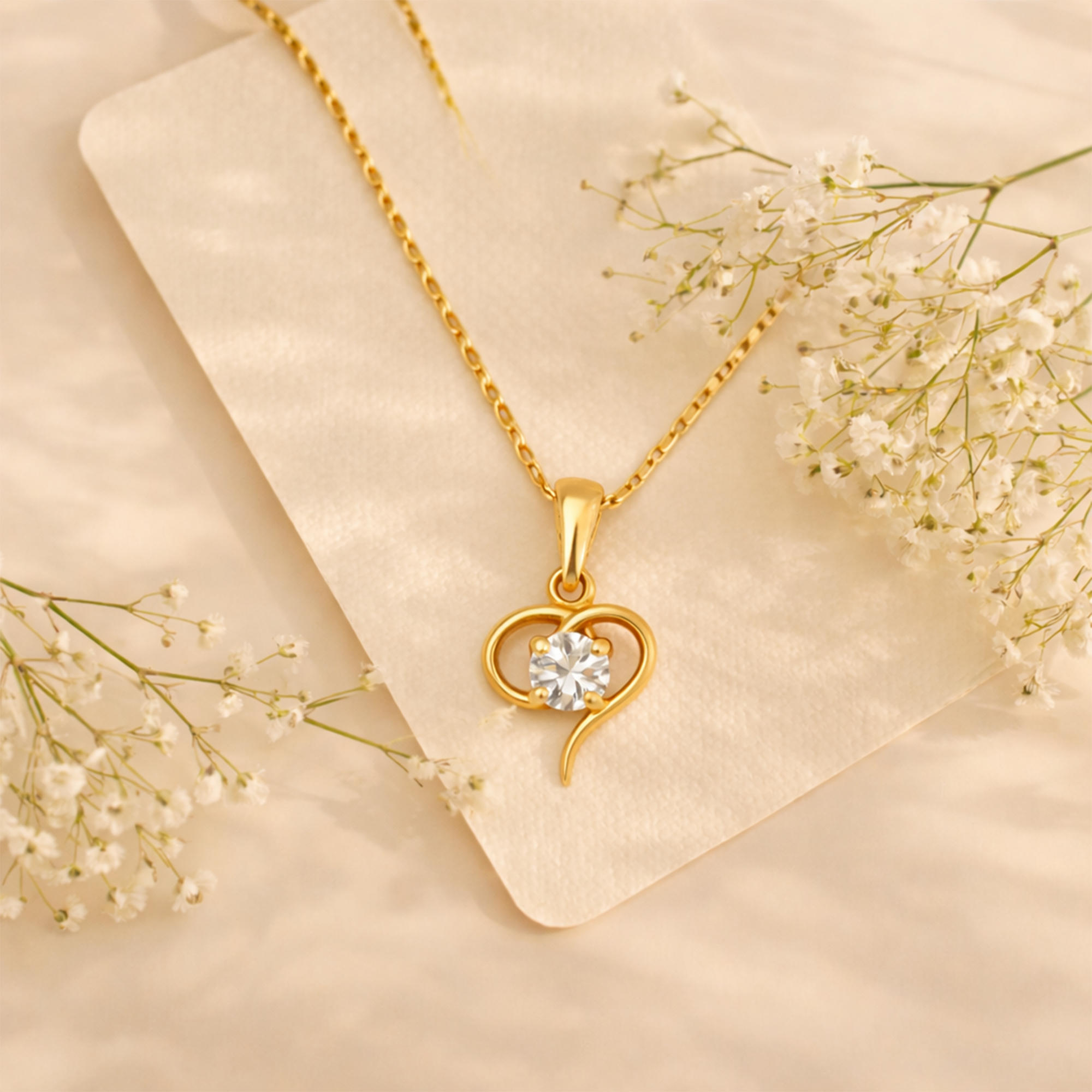 Half Heart Drop Chain Pendant Set