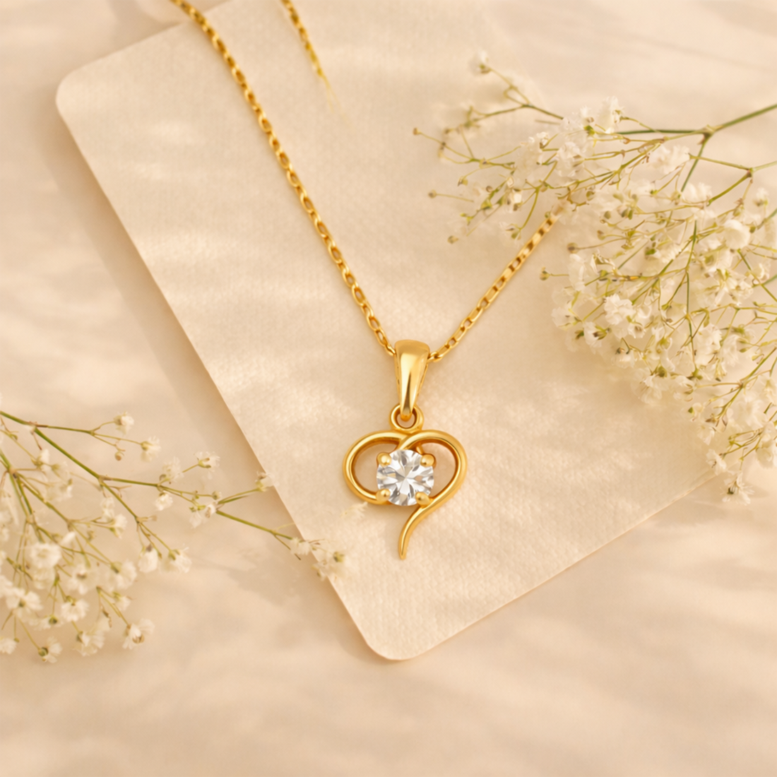 Half Heart Drop Chain Pendant Set