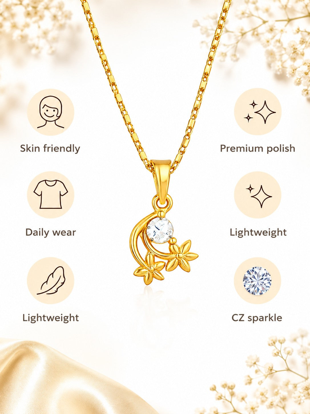 Flower Drop Chain Pendant Set