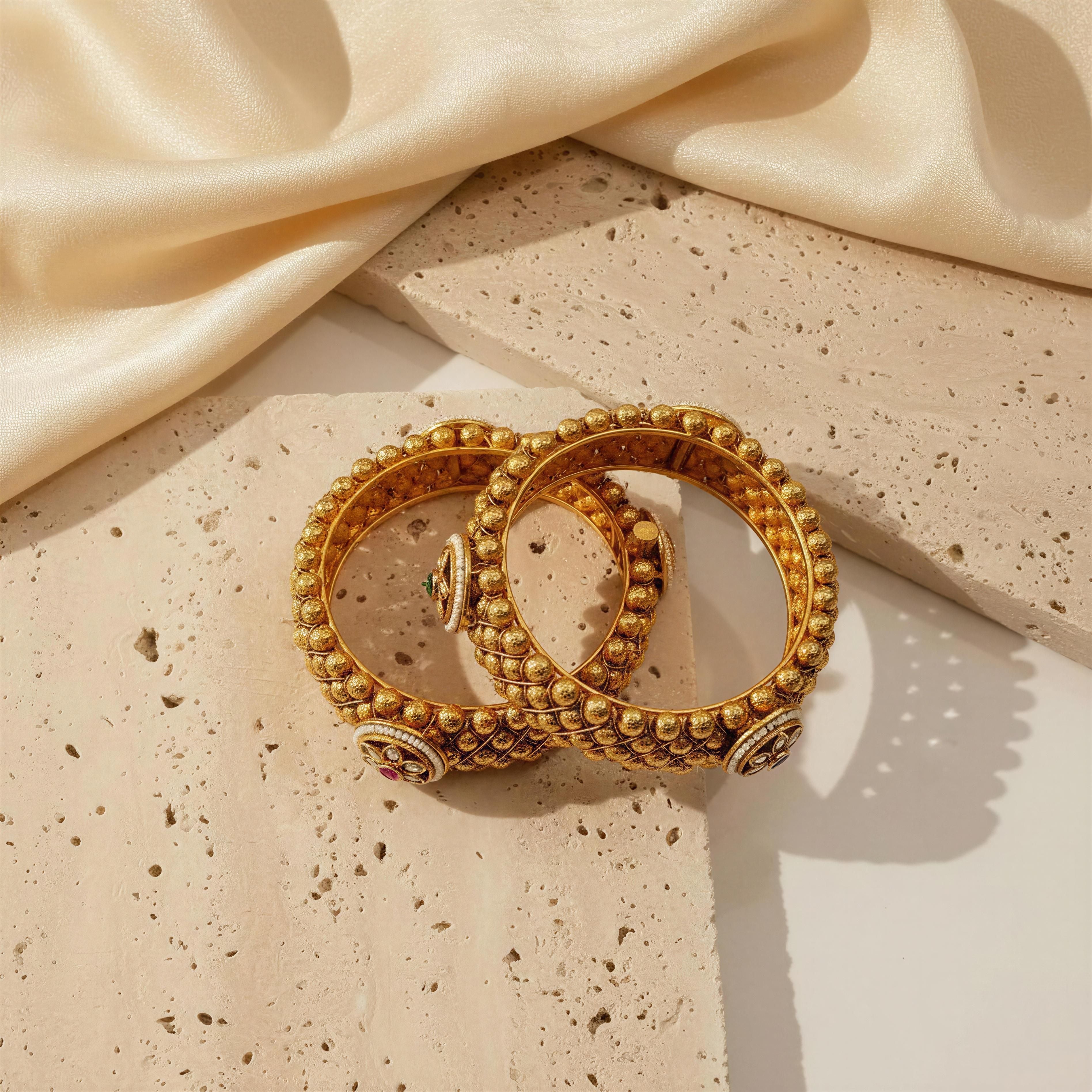 Riwaaz Gold Statement Kada (Set of 2)