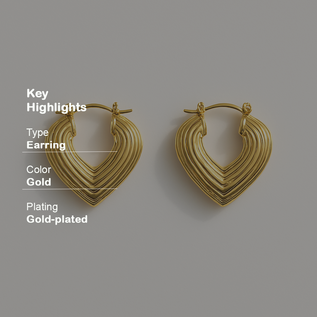 18k Gold Adorable Heart hoop Earrings