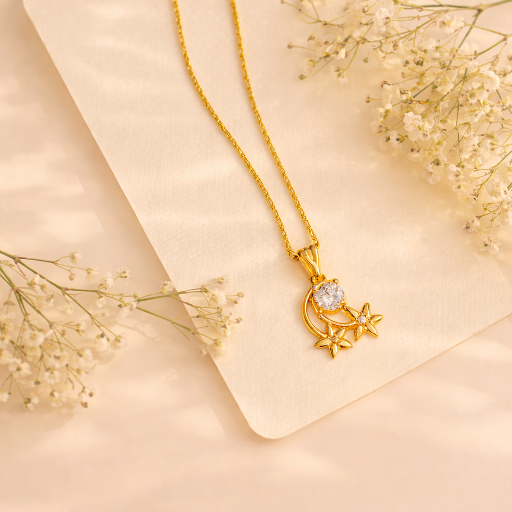 Flower Drop Chain Pendant Set