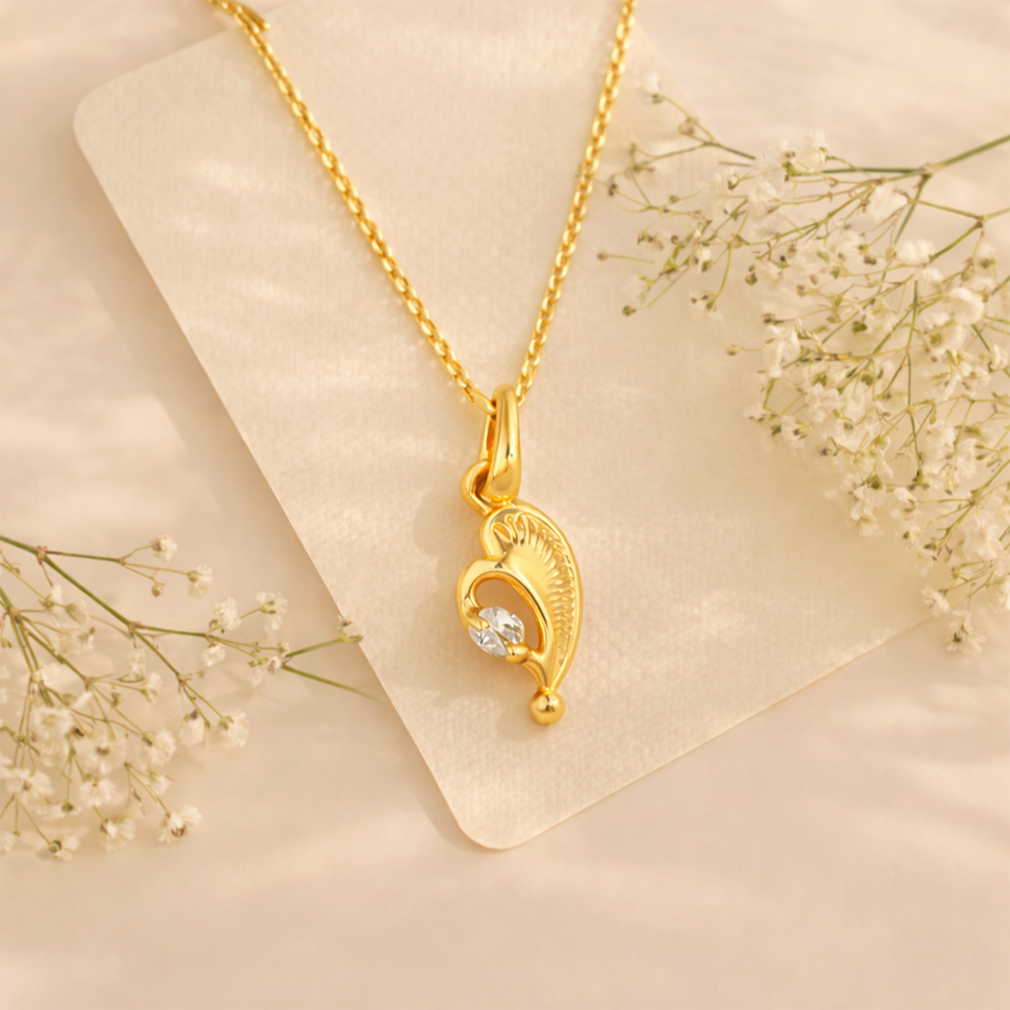 Leaf Heart Chain Pendant Set