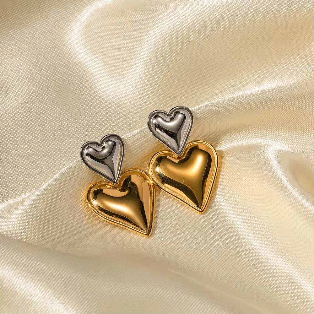 Double Heart Stud Earrings