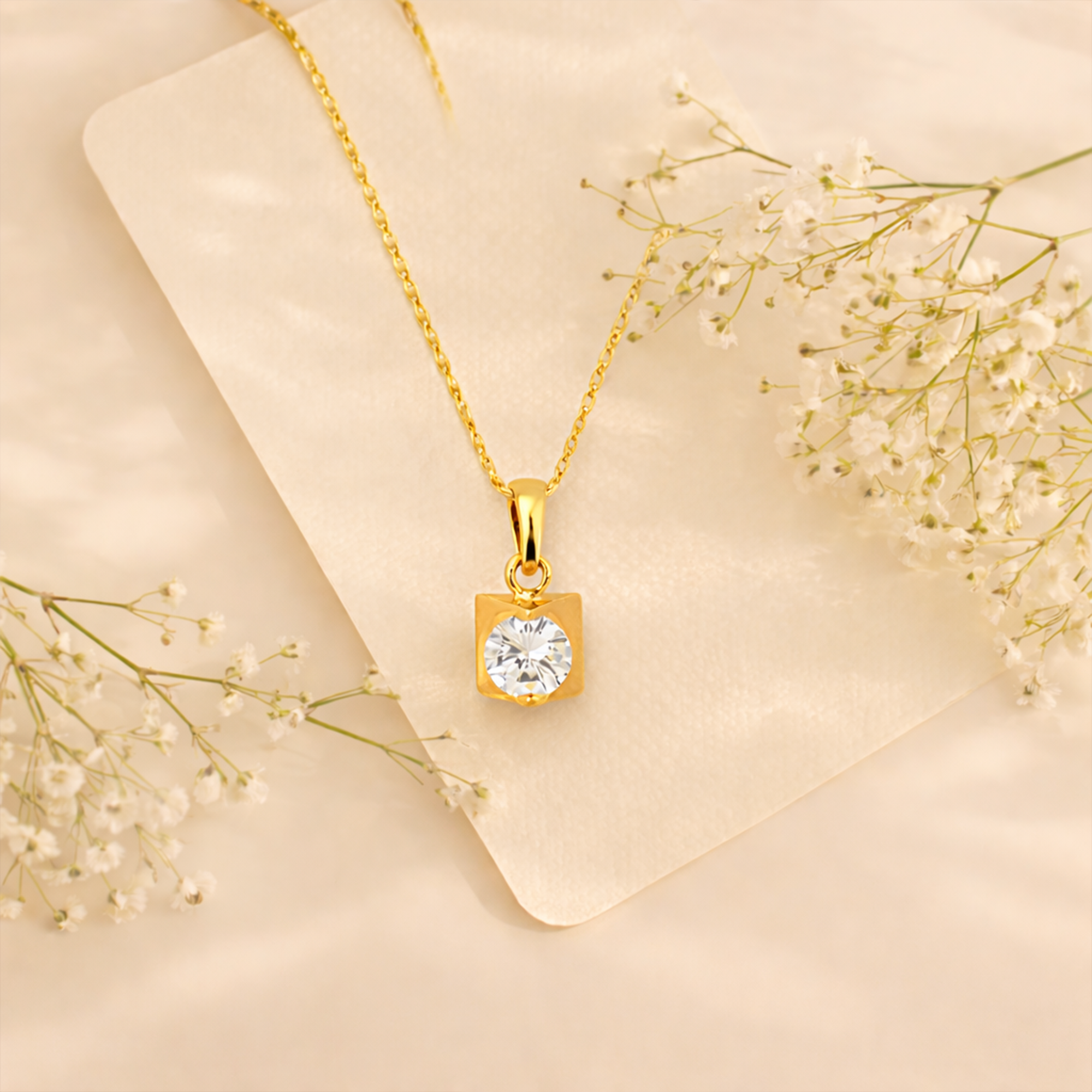 Square Pyramid Drop Chain Pendant Set