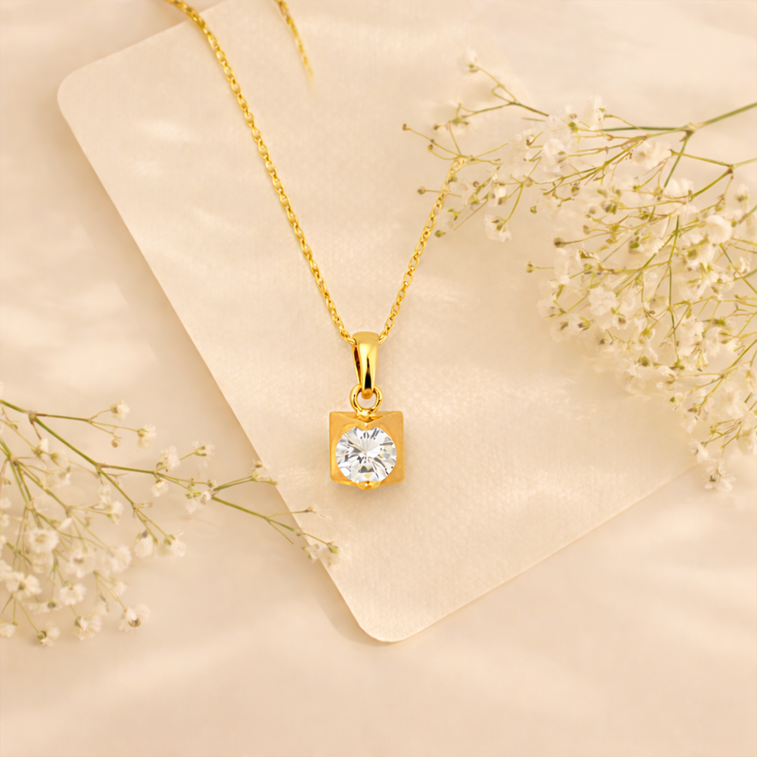 Square Pyramid Drop Chain Pendant Set
