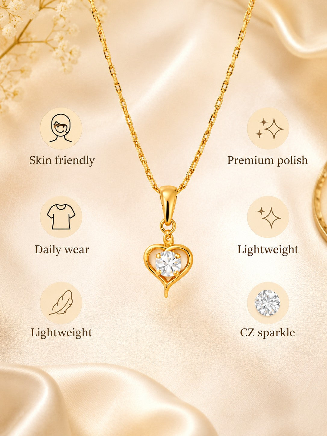 Sharp Heart Chain Pendant Set