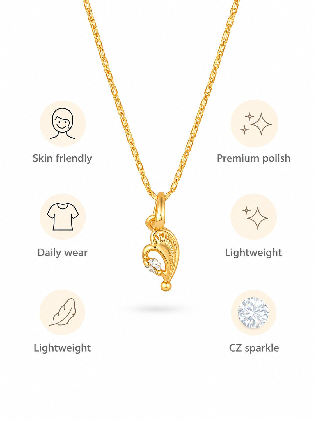 Leaf Heart Chain Pendant Set