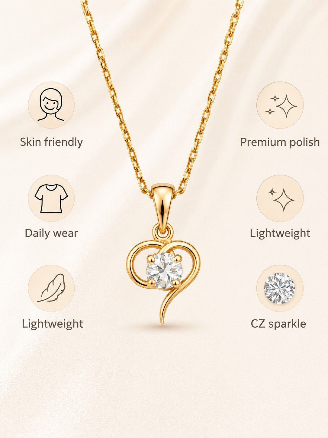 Half Heart Drop Chain Pendant Set