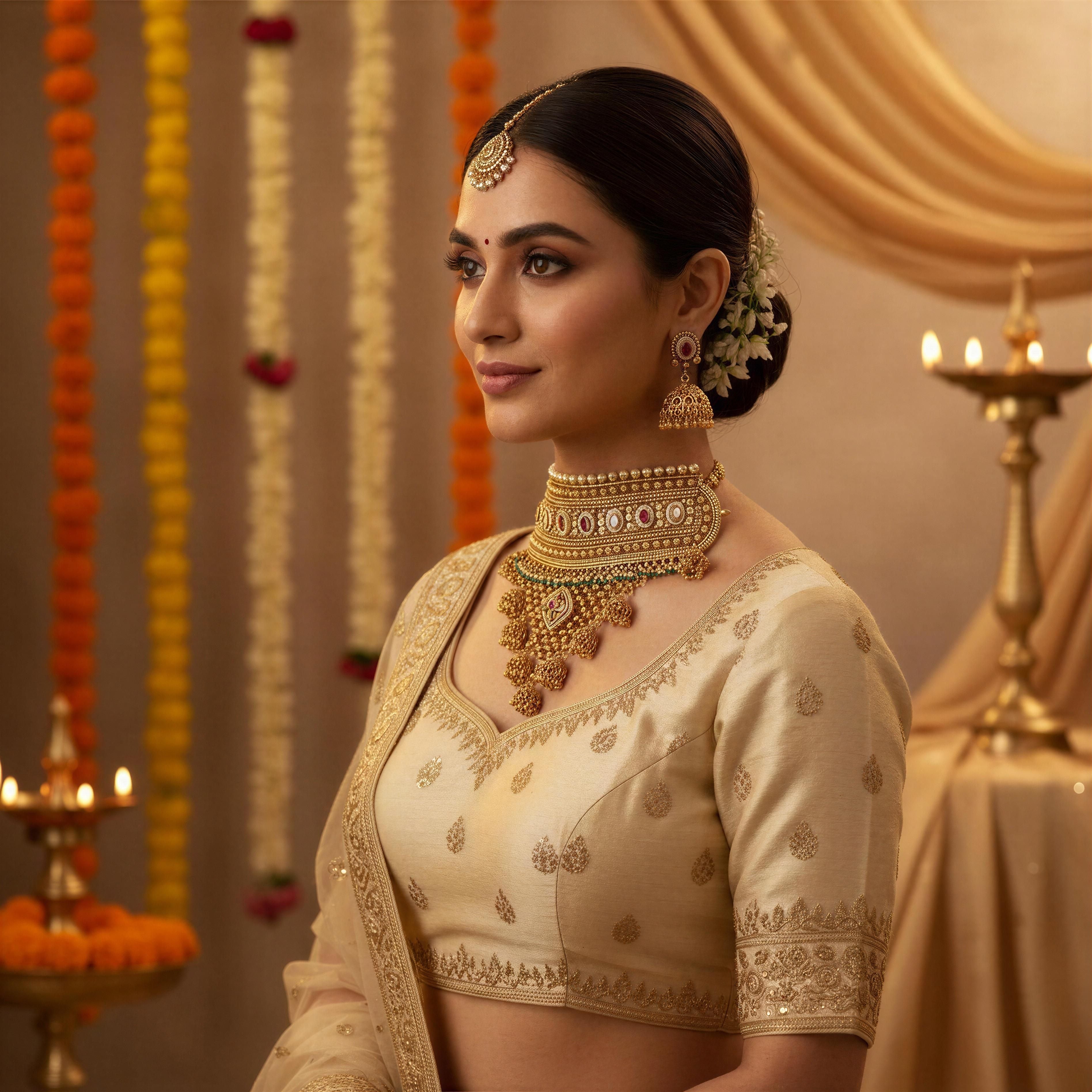 Rajwadi Choker Necklace Set